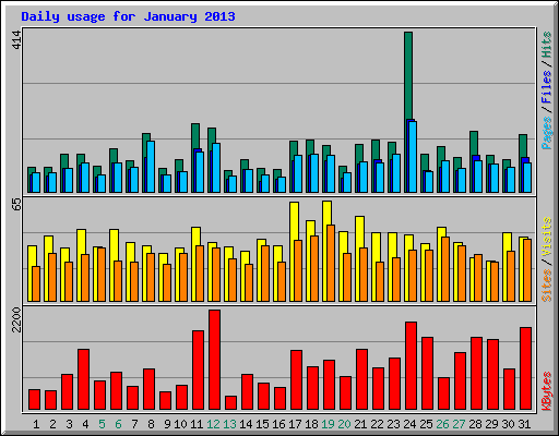 Daily usage for January 2013