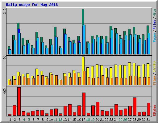 Daily usage for May 2013