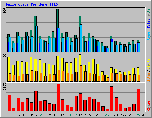 Daily usage for June 2013