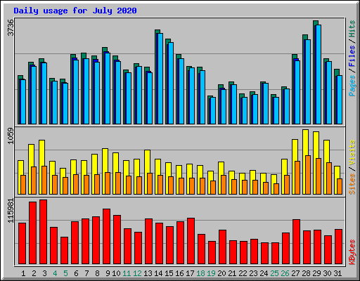 Daily usage for July 2020