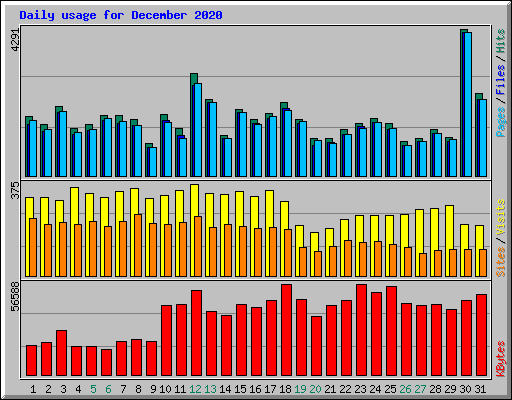 Daily usage for December 2020