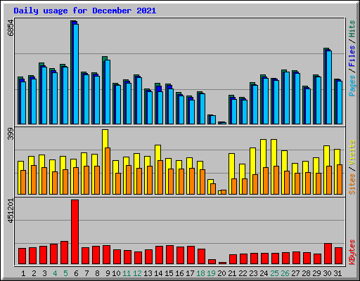 Daily usage for December 2021