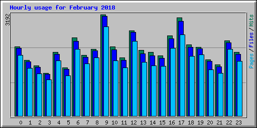 Hourly usage for February 2018